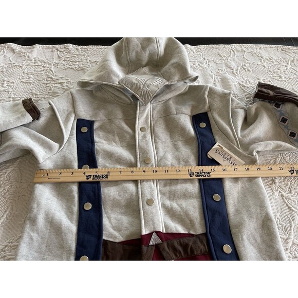 Spirit Halloween Assasins Creed Hooded Jacket Cosplay Gray Teen Large 12-14 NWT - Picture 5 of 16